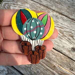 Vintage Jewelry Hot Air Balloons Brooch Pin Ceramic Hot Air Ballon Jewelry